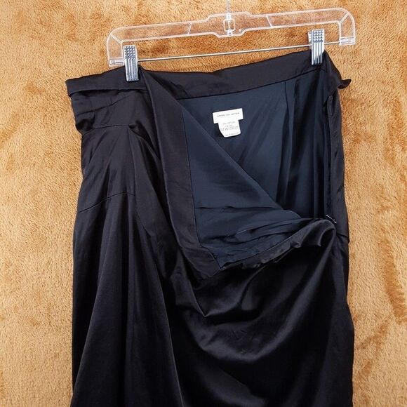 DRIES VAN NOTEN Strapless Dress Womens Size 40 Black Satin Belted Tie Silk Blend - Picture 5 of 9